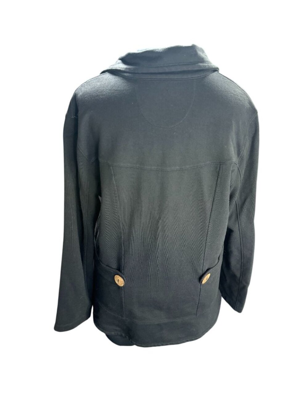 Neon Buddha Womens Black Jacket With Large Button Accents Long Sleeves Size L - Picture 3 of 9